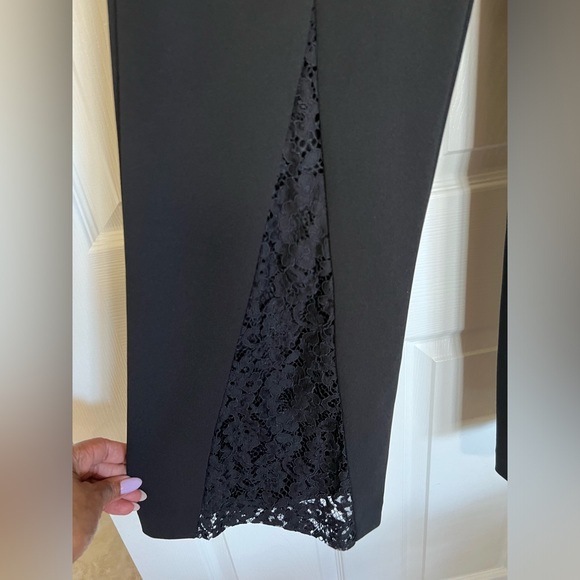 Black Wide Leg Pants with Lace inserts - Picture 4 of 6